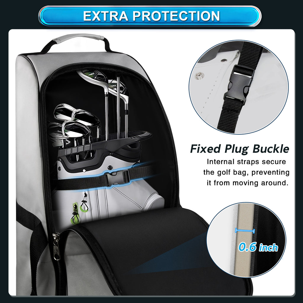 Golf Travel Bag Heavy Duty 900D Polyester Oxford Wear-Resistant Excellent Zipper With Wheel Soft Sided Foldable Golf Travel Case
