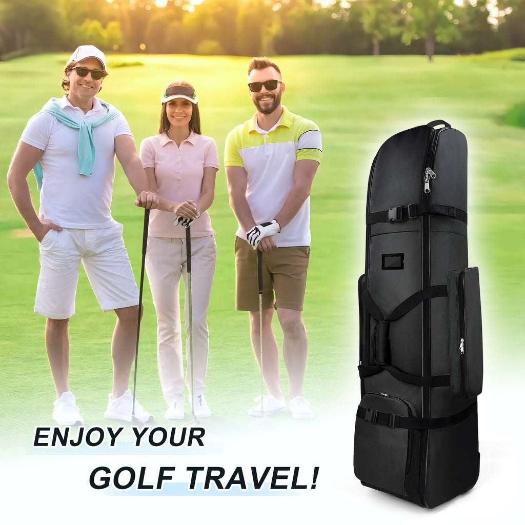 Golf Travel Bag Heavy Duty 900D Polyester Oxford Wear-Resistant Excellent Zipper With Wheel Soft Sided Foldable Golf Travel Case