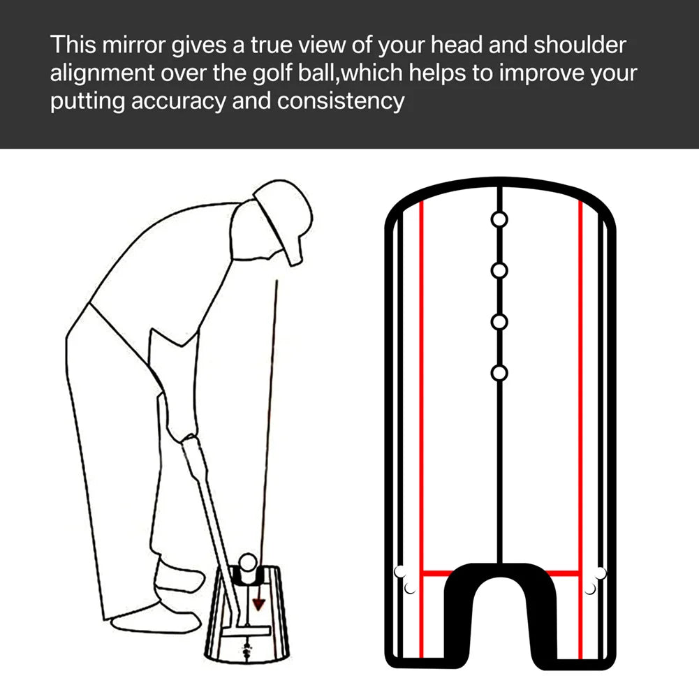 Golf Putting Alignment Mirror Portable Practice Putting Trainer Training Aid Trainer Eye Line Practice Putting Alignment Tool