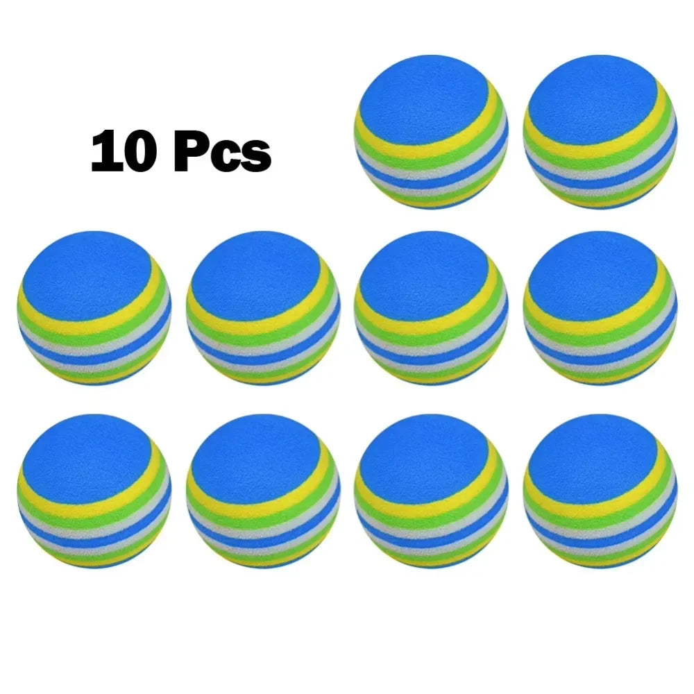 10Pcs Foam Golf Balls Indoor Swing Training Practice Rainbow Sponge Balls Soft Flexible Golf Training Aid Accessories