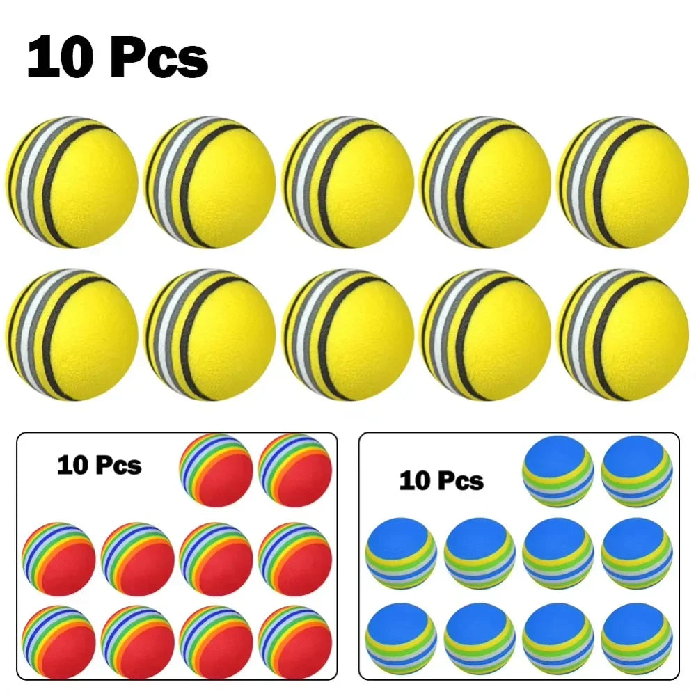 10Pcs Foam Golf Balls Indoor Swing Training Practice Rainbow Sponge Balls Soft Flexible Golf Training Aid Accessories