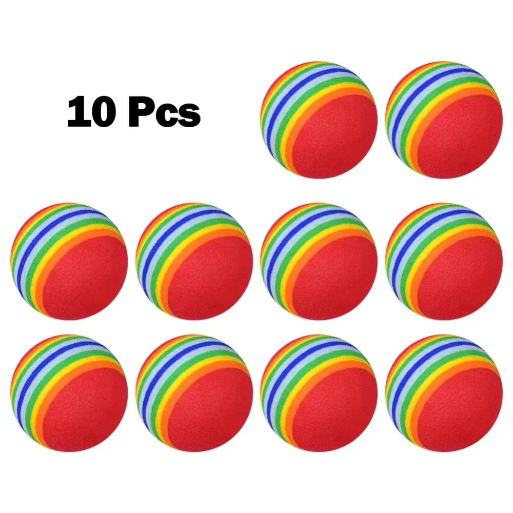 10Pcs Foam Golf Balls Indoor Swing Training Practice Rainbow Sponge Balls Soft Flexible Golf Training Aid Accessories