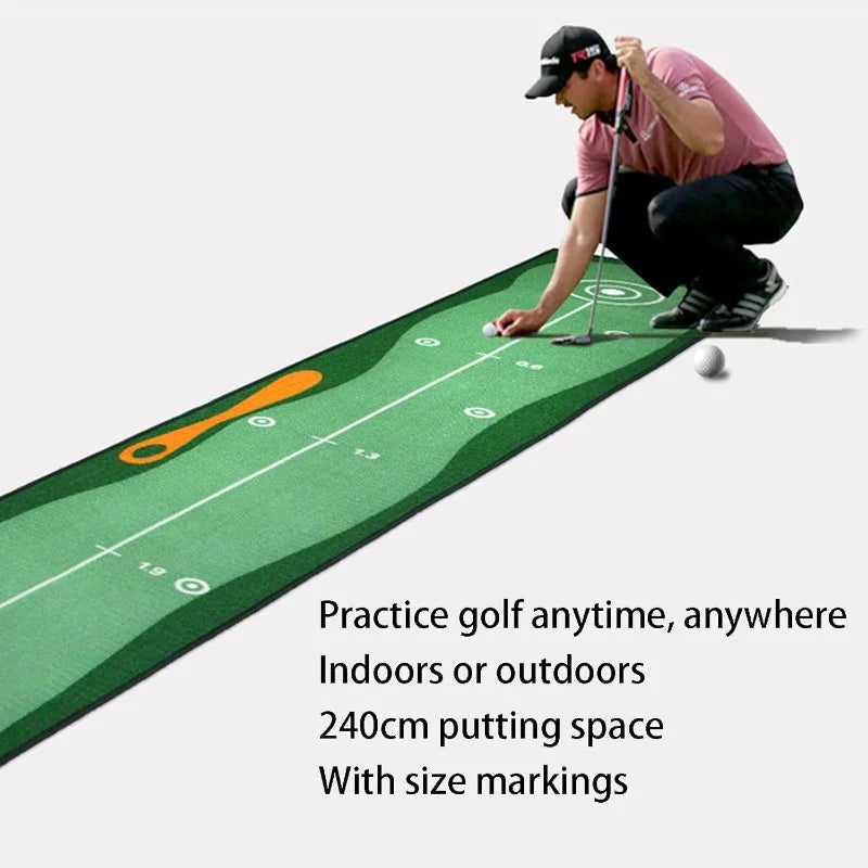 Putting Mat with Distance Markers Indoor Golf Training Aid Portable Practice Mat for Home Office Stroke Improvement