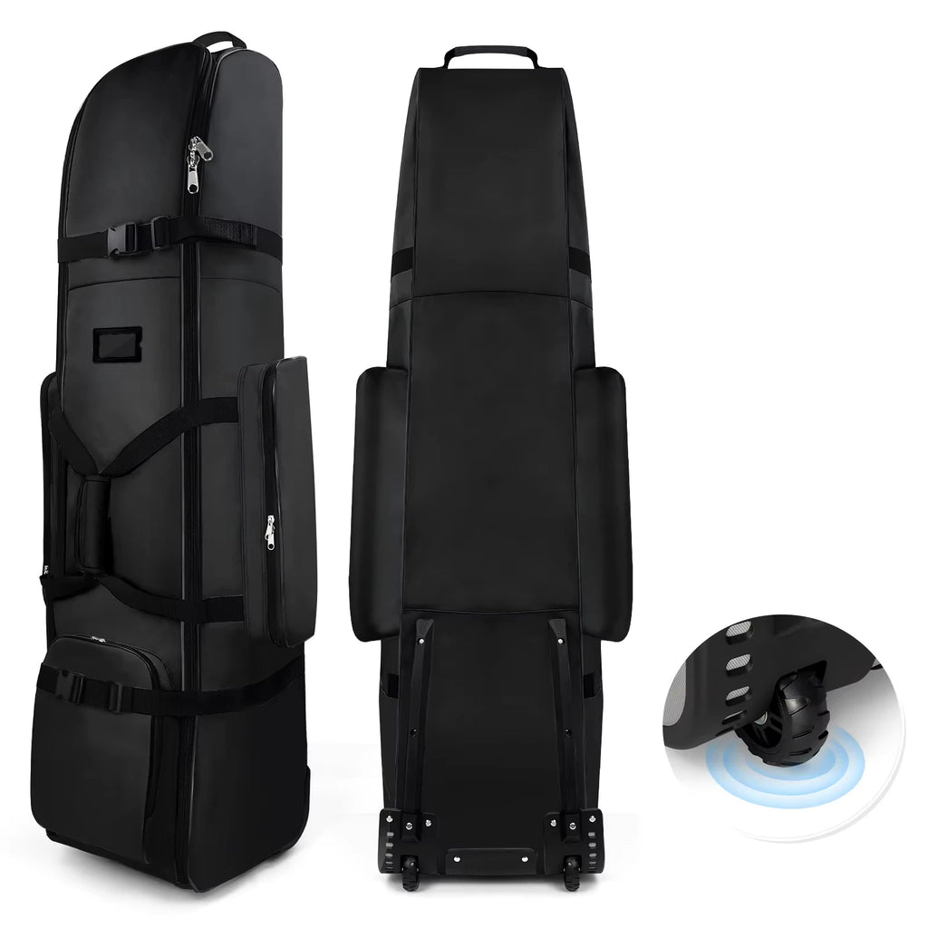 Golf Travel Bag Heavy Duty 900D Polyester Oxford Wear-Resistant Excellent Zipper With Wheel Soft Sided Foldable Golf Travel Case