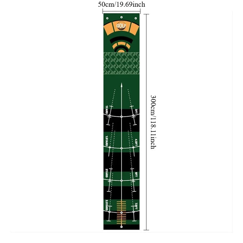 Putting Mat with Distance Markers Indoor Golf Training Aid Portable Practice Mat for Home Office Stroke Improvement