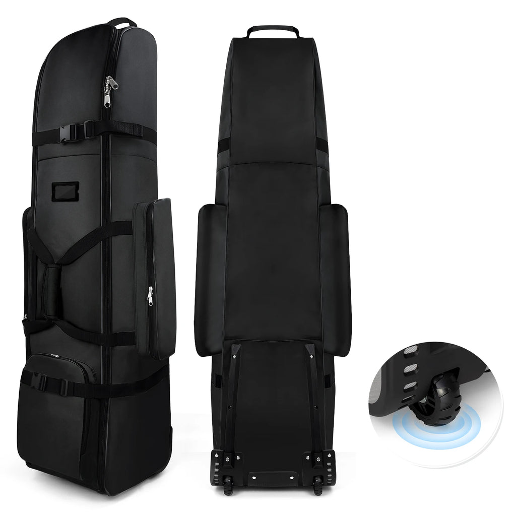 Golf Travel Bag Heavy Duty 900D Polyester Oxford Wear-Resistant Excellent Zipper With Wheel Soft Sided Foldable Golf Travel Case