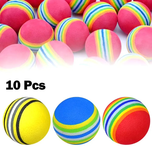 10Pcs Foam Golf Balls Indoor Swing Training Practice Rainbow Sponge Balls Soft Flexible Golf Training Aid Accessories